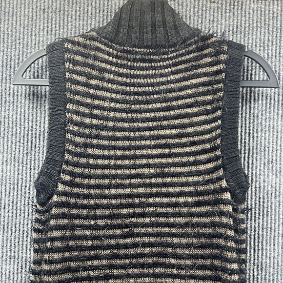 Rachel Roy Sweater Dress Womens Large Black Brown Striped Stretch Wool Fitted - Picture 7 of 13